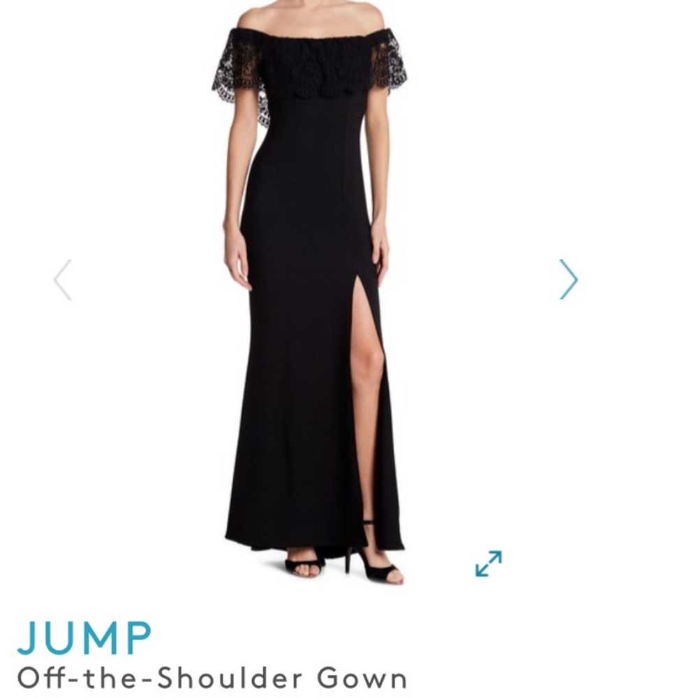 Off-the-Shoulder Gown/Lace Detail/Black Tie